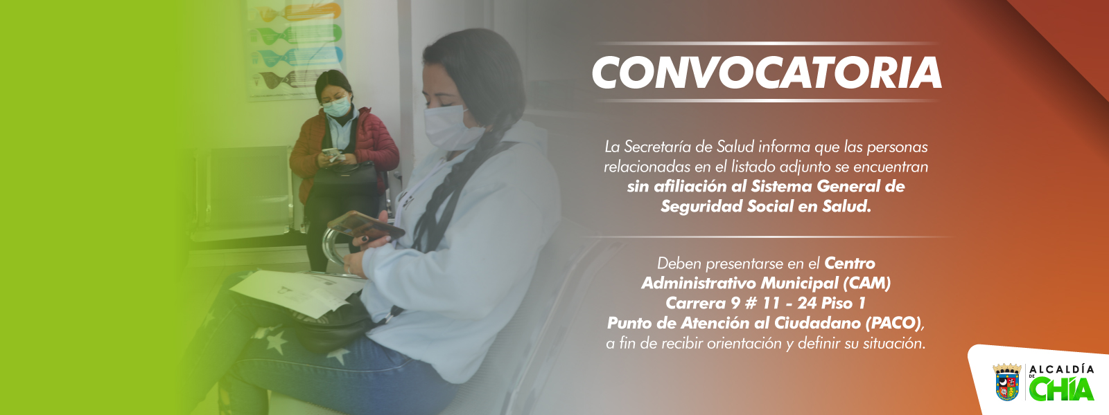 La Alcaldia de Chía le ayuda a ingresar al sistema de salud