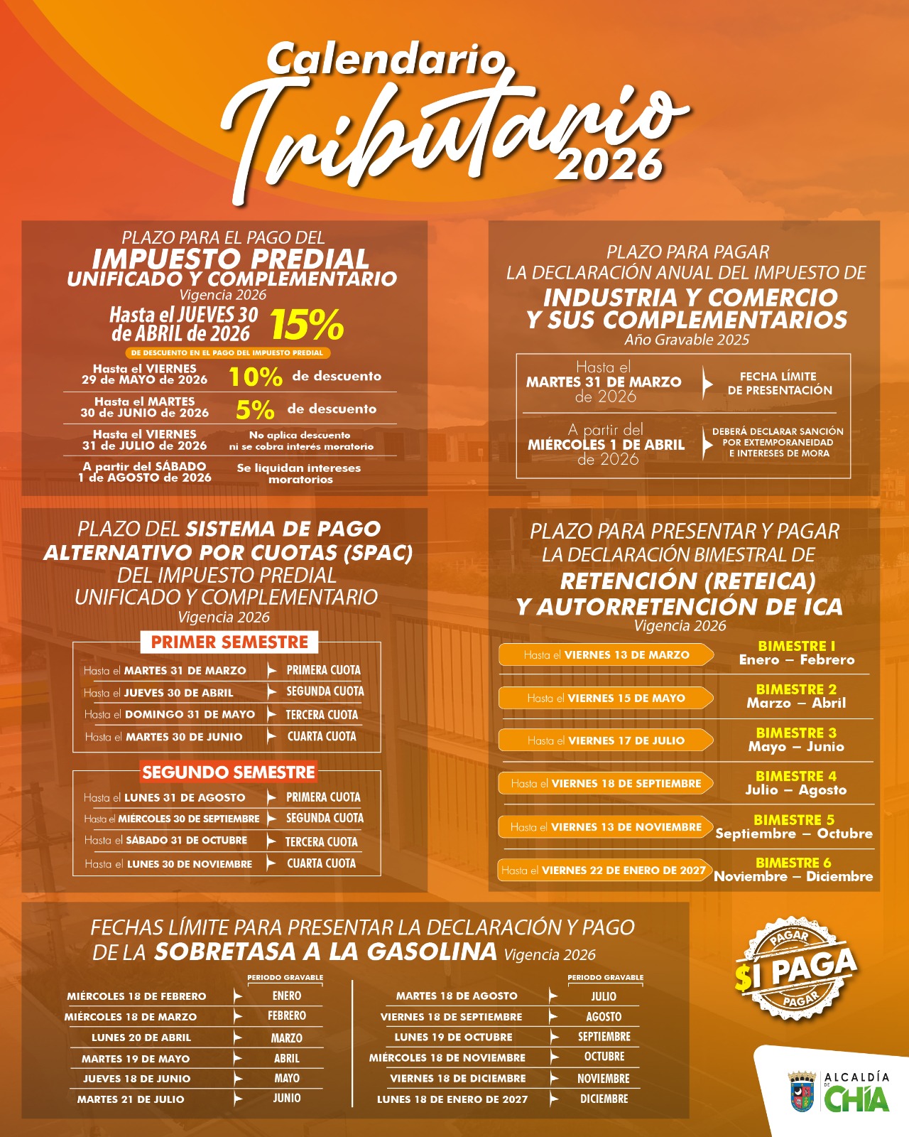Pieza Gráfica Calendario Tributario 2026