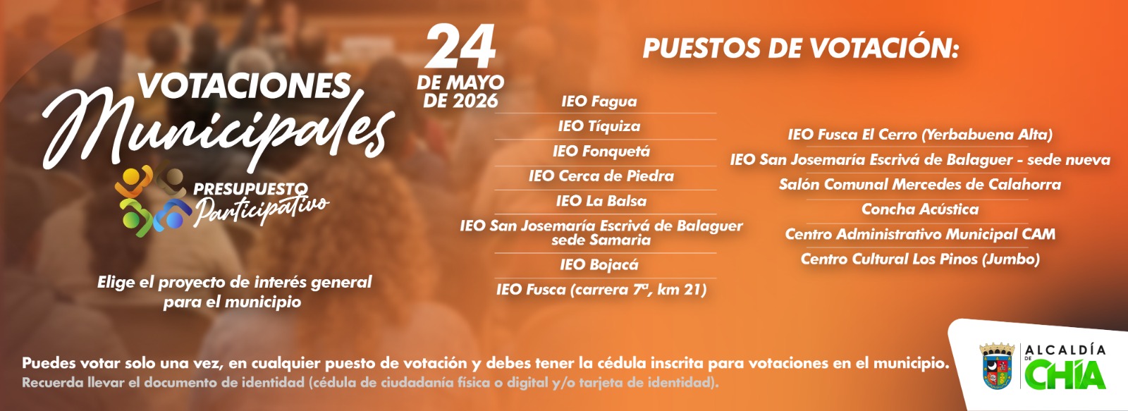 Banner puestos de votación, presupuesto participativo