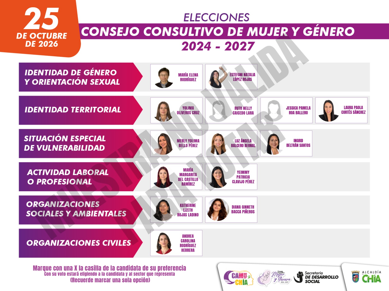 Este será el tarjetón para las elecciones.
